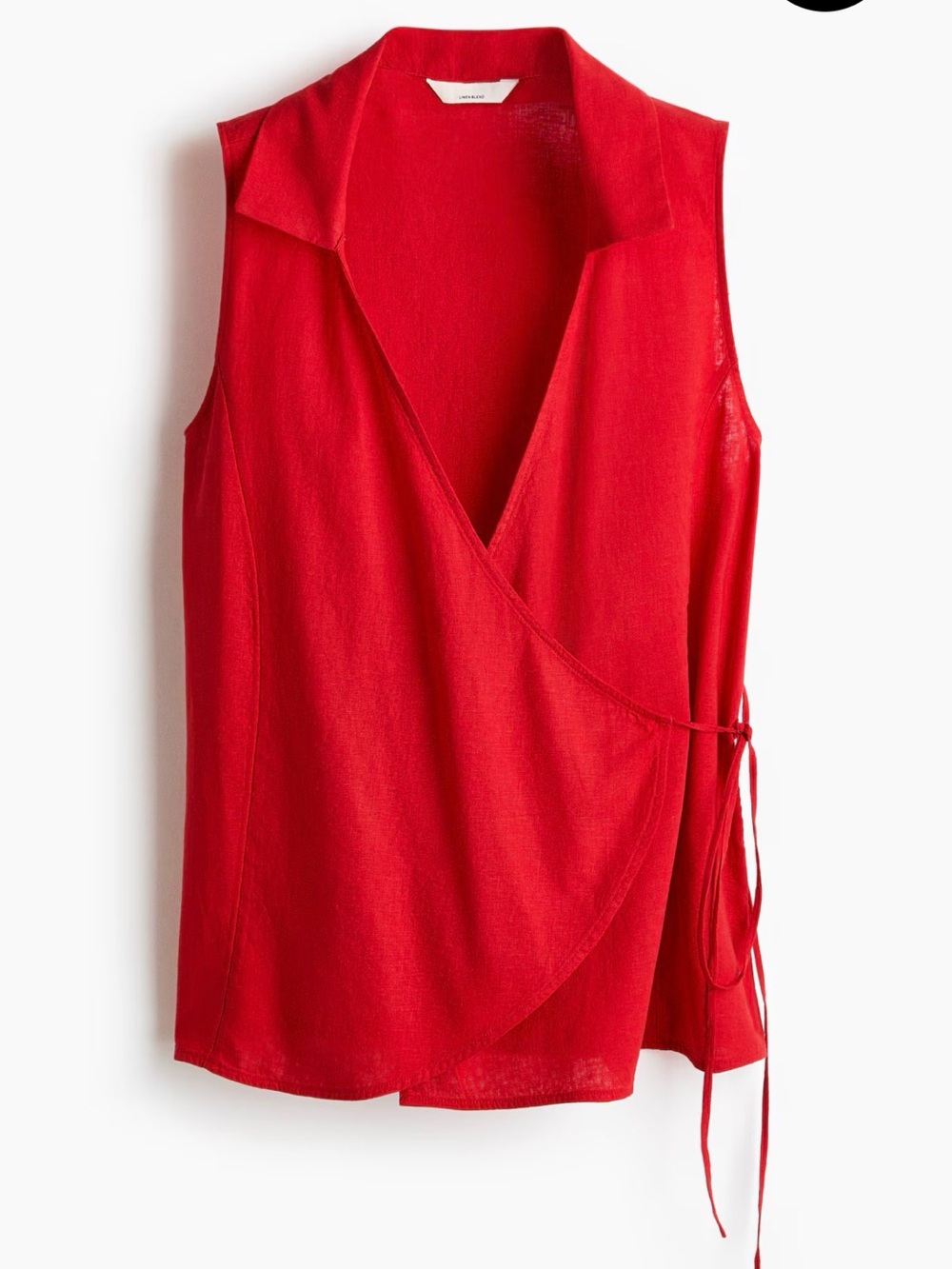 H&M Red Sleeveless Wrap Blouse with Side Tie